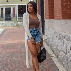 Long ribbed cardigan duster